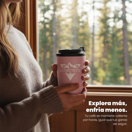 Mug térmico 240 ml para café FlipSeal acero inoxidable Rosa Cuarzo