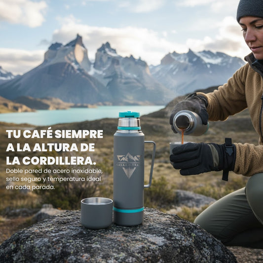 Termo térmico 1,2 L con asa acero inoxidable Gris Granito