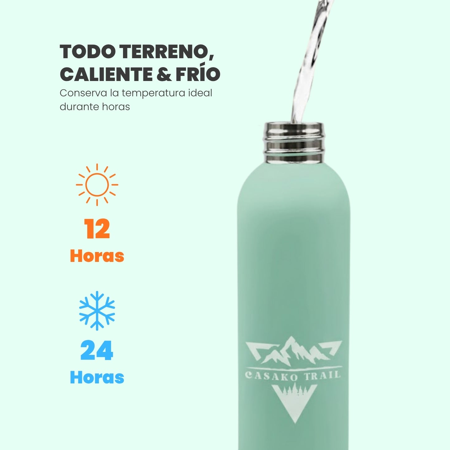 Botella térmica 750 ml deportiva acero inoxidable Verde Patagonia