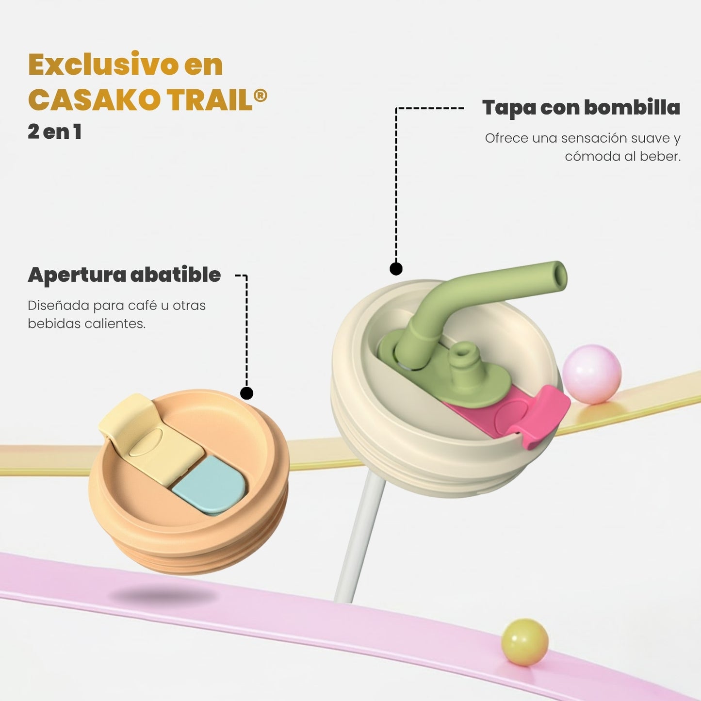 Vaso térmico 700 ml con bombilla Flow acero inoxidable Verde Matcha